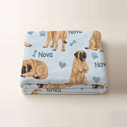 Personalized Mastiff Blanket, Pet Blanket with Name