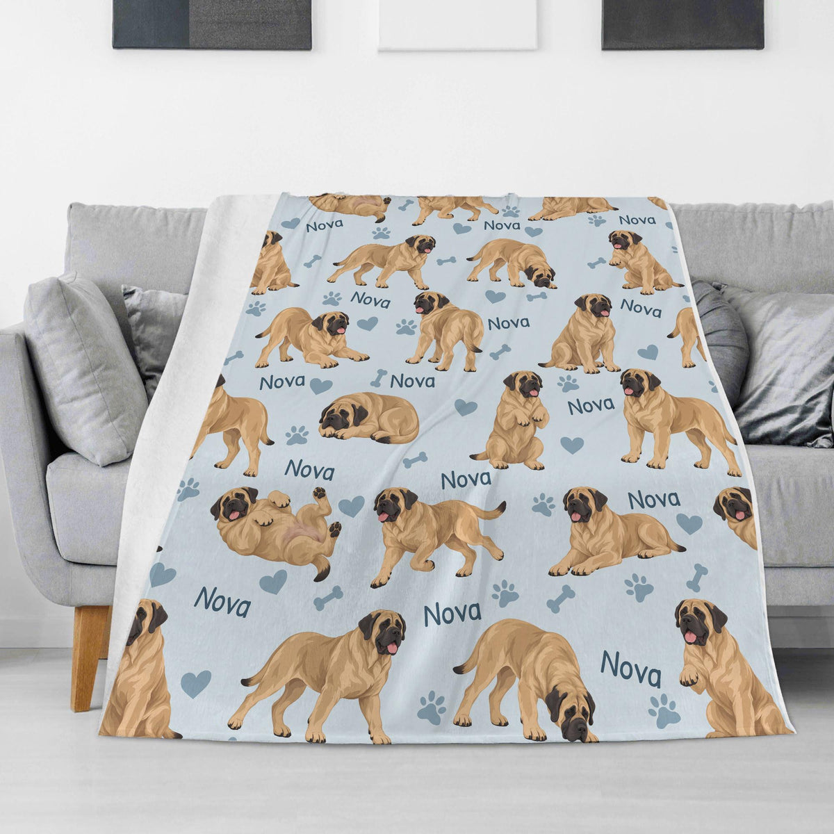 Personalized Mastiff Blanket, Pet Blanket with Name
