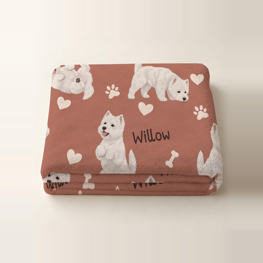 Personalized West Highland White Terrier Blanket, Pet Blanket with Name