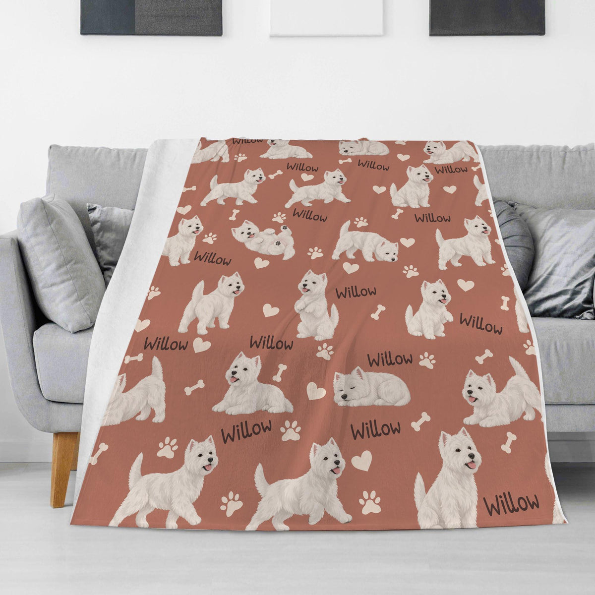 Personalized West Highland White Terrier Blanket, Pet Blanket with Name