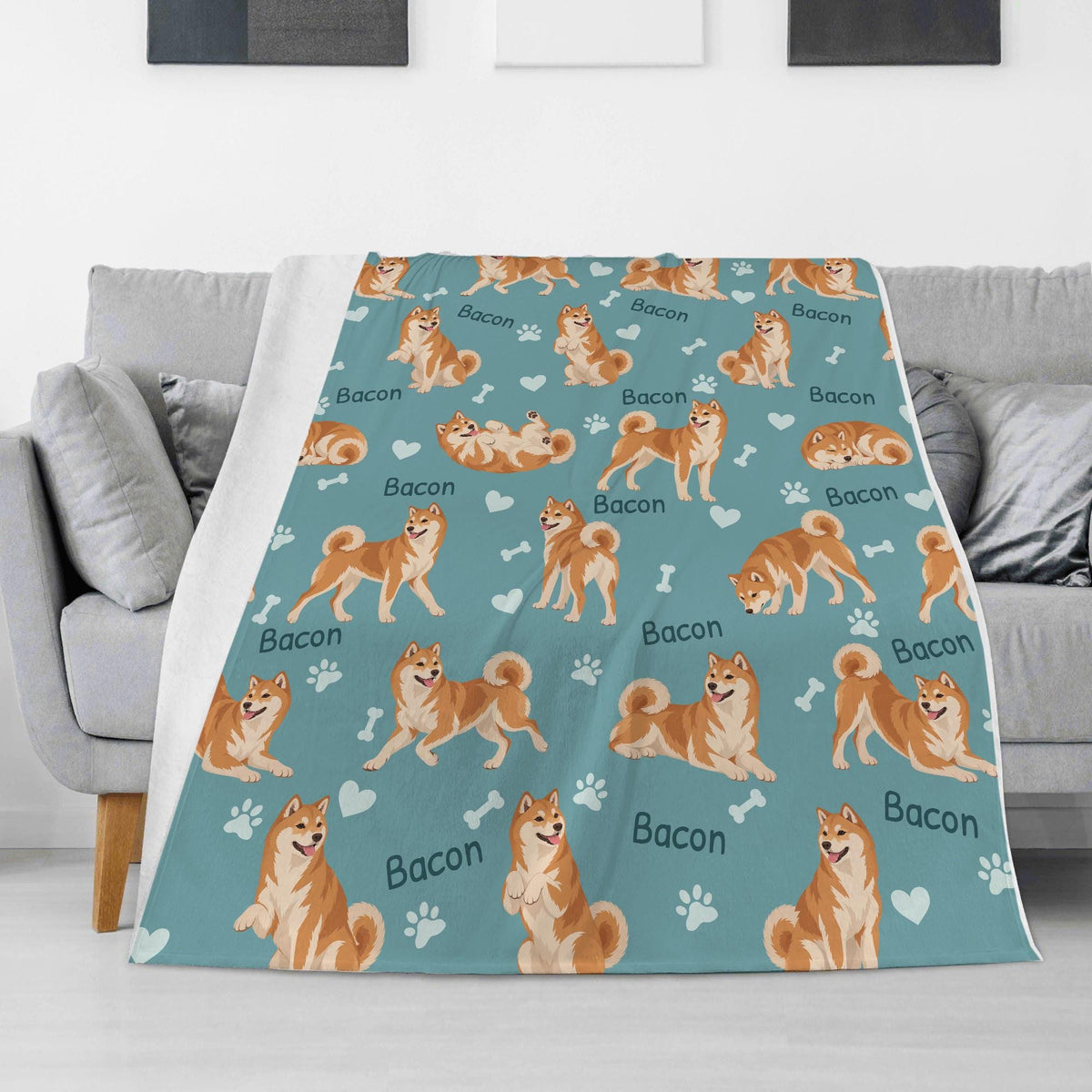 Personalized Shiba Inu Blanket, Pet Blanket with Name