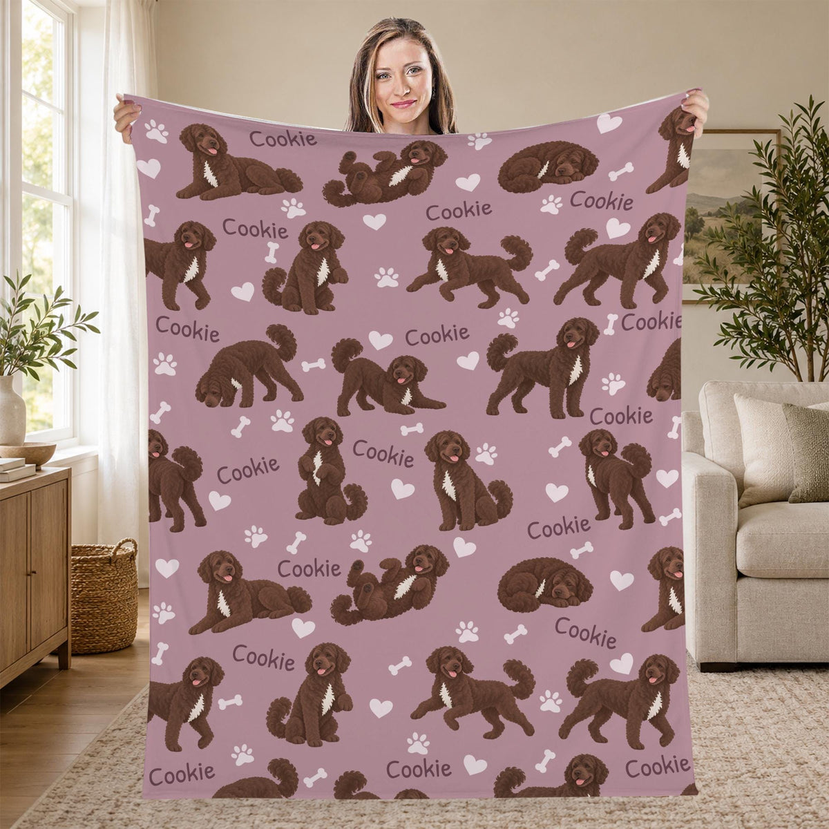 Personalized Portuguese Water Dog Blanket, Pet Blanket with Name