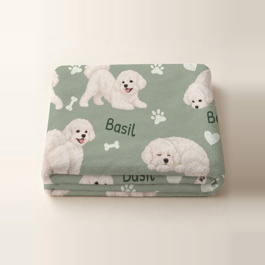 Personalized Bichon Frise Blanket, Pet Blanket with Name