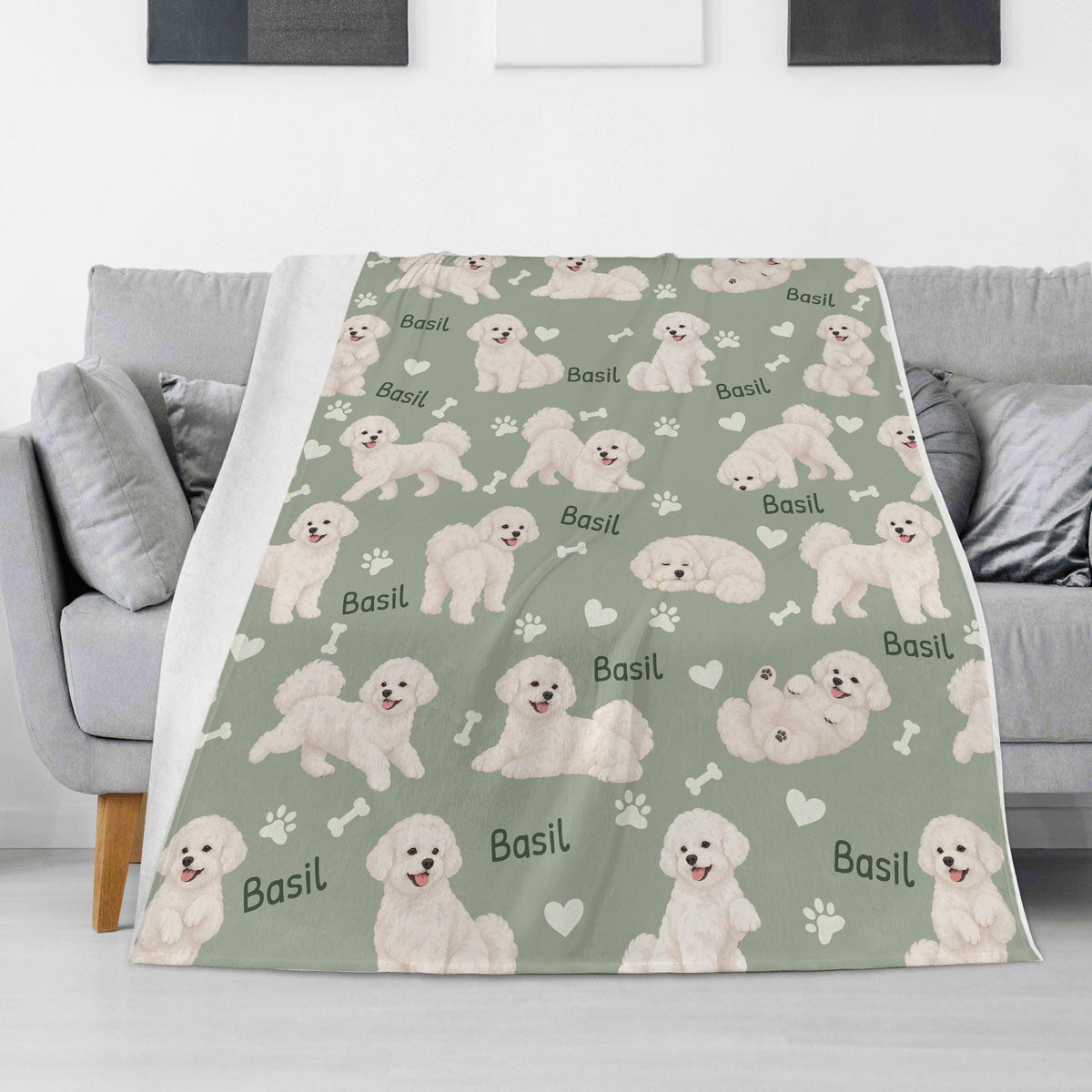 Personalized Bichon Frise Blanket, Pet Blanket with Name
