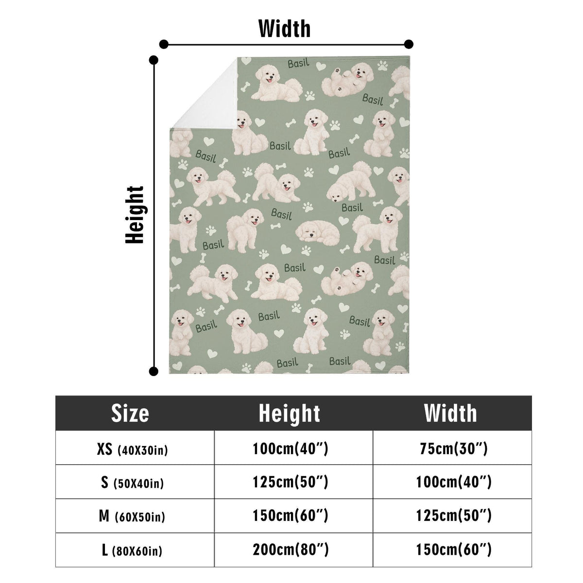 Personalized Bichon Frise Blanket, Pet Blanket with Name