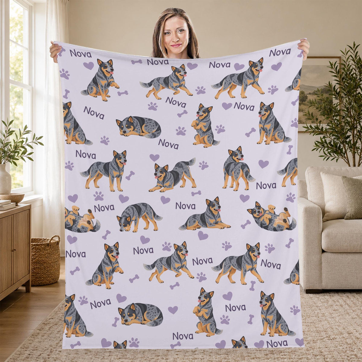 Personalized Australian Cattle Dog Blanket, Pet Blanket with Name
