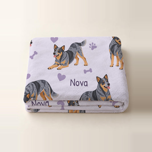 Personalized Australian Cattle Dog Blanket, Pet Blanket with Name