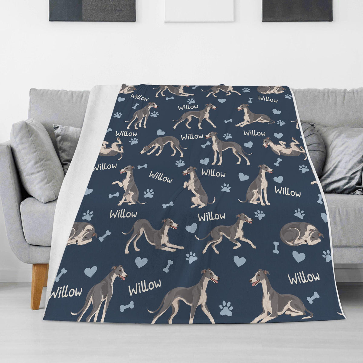 Personalized Whippet Blanket, Pet Blanket with Name