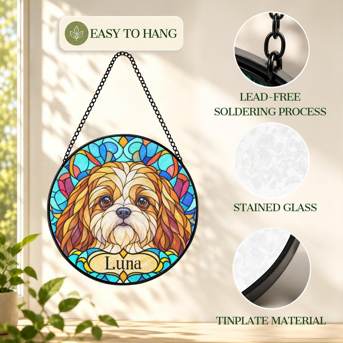 Personalized Shih Tzu Suncatcher