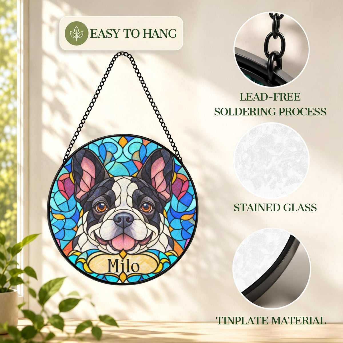 Personalized French Bulldog Suncatcher
