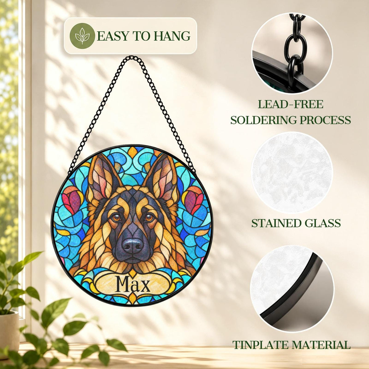Personalized German Shepherd Suncatcher