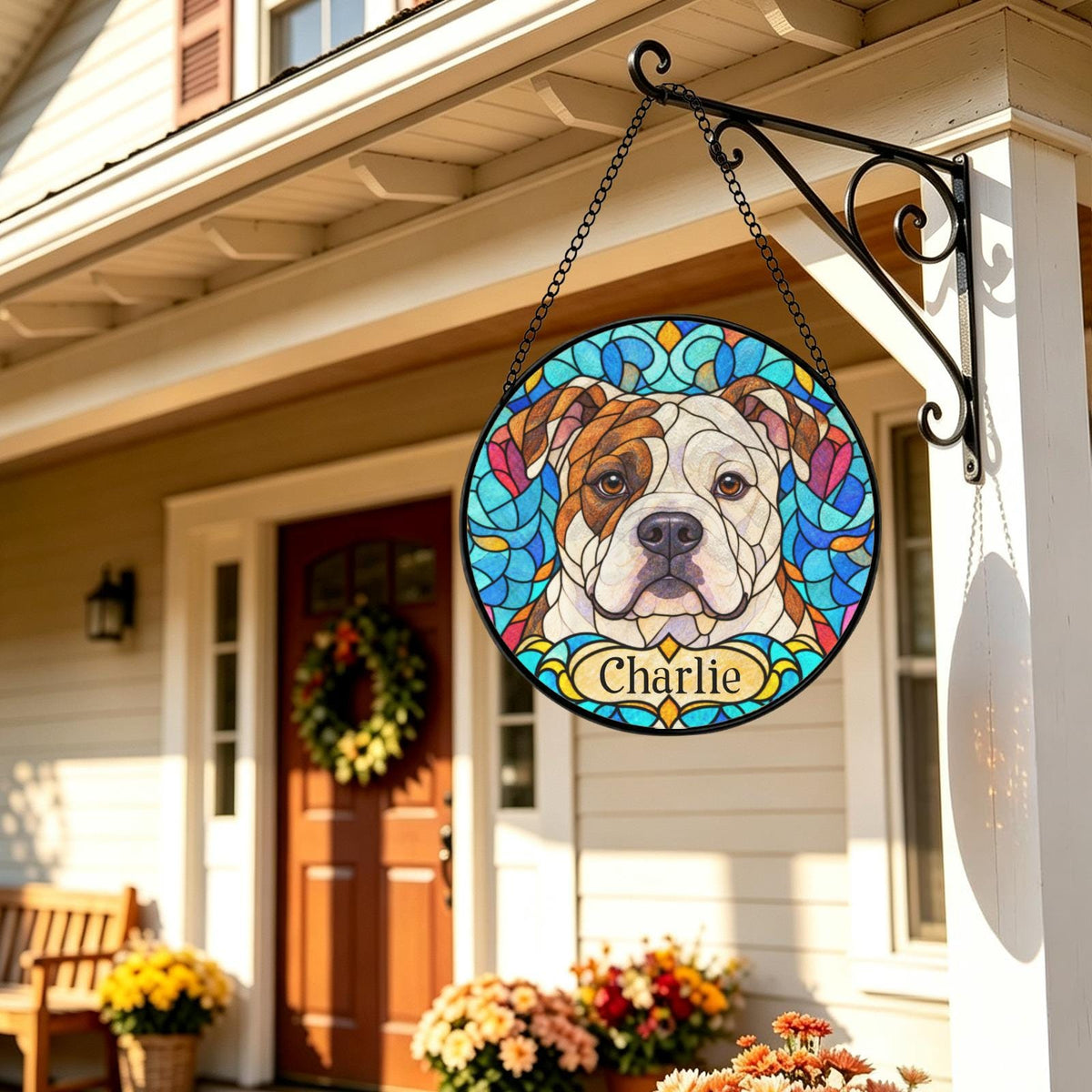 Personalized Bulldog Suncatcher