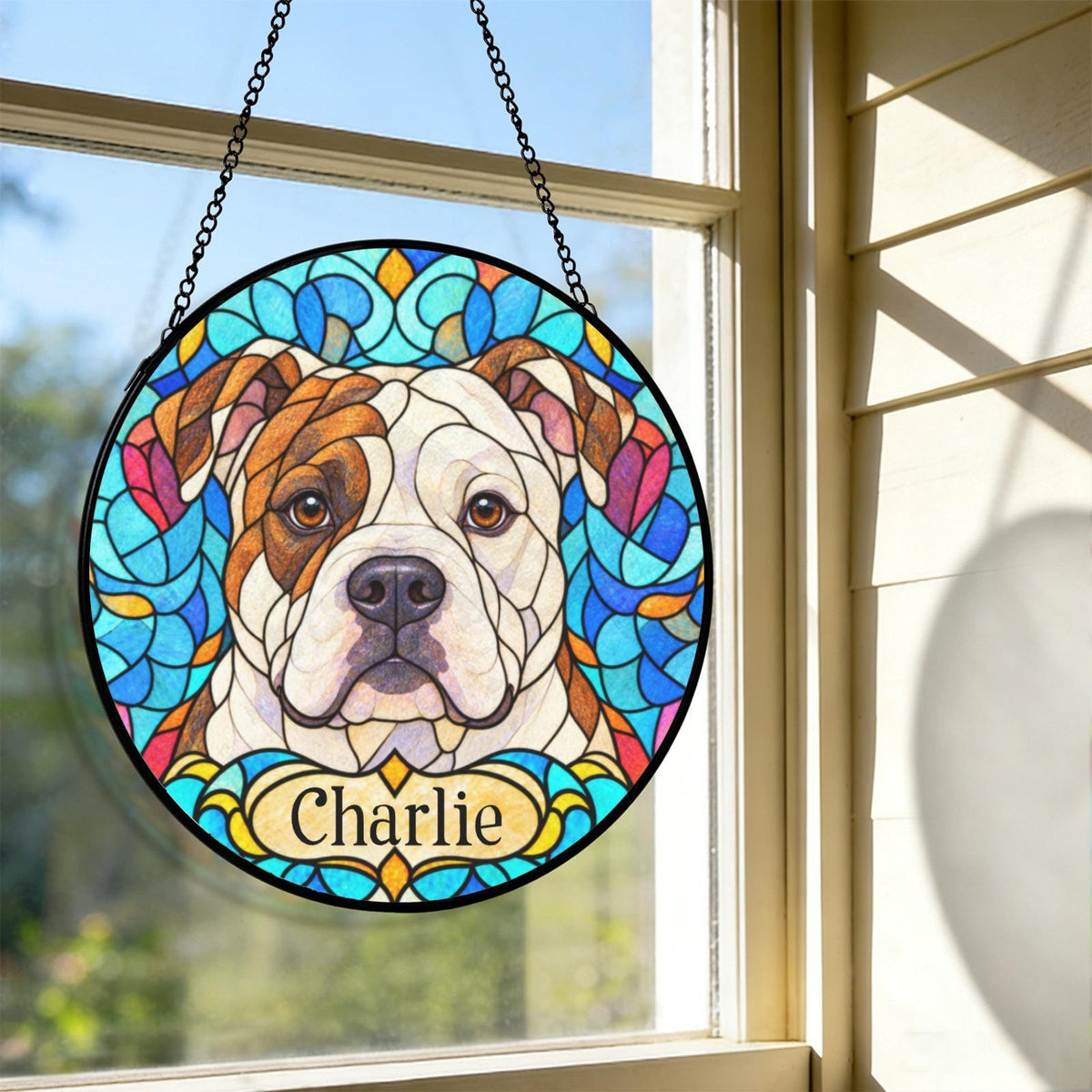Personalized Bulldog Suncatcher