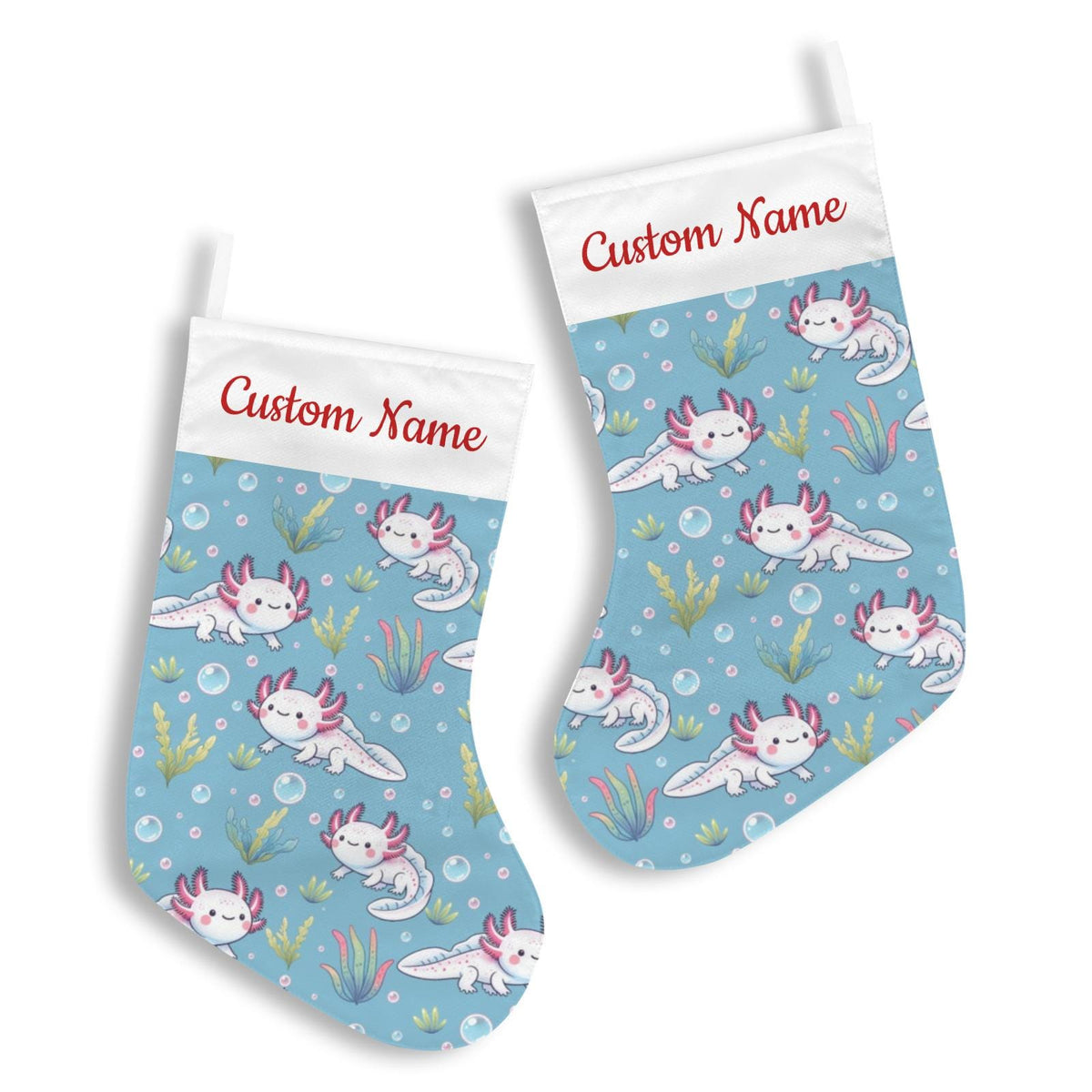 Personalized Axolotl Christmas Stocking