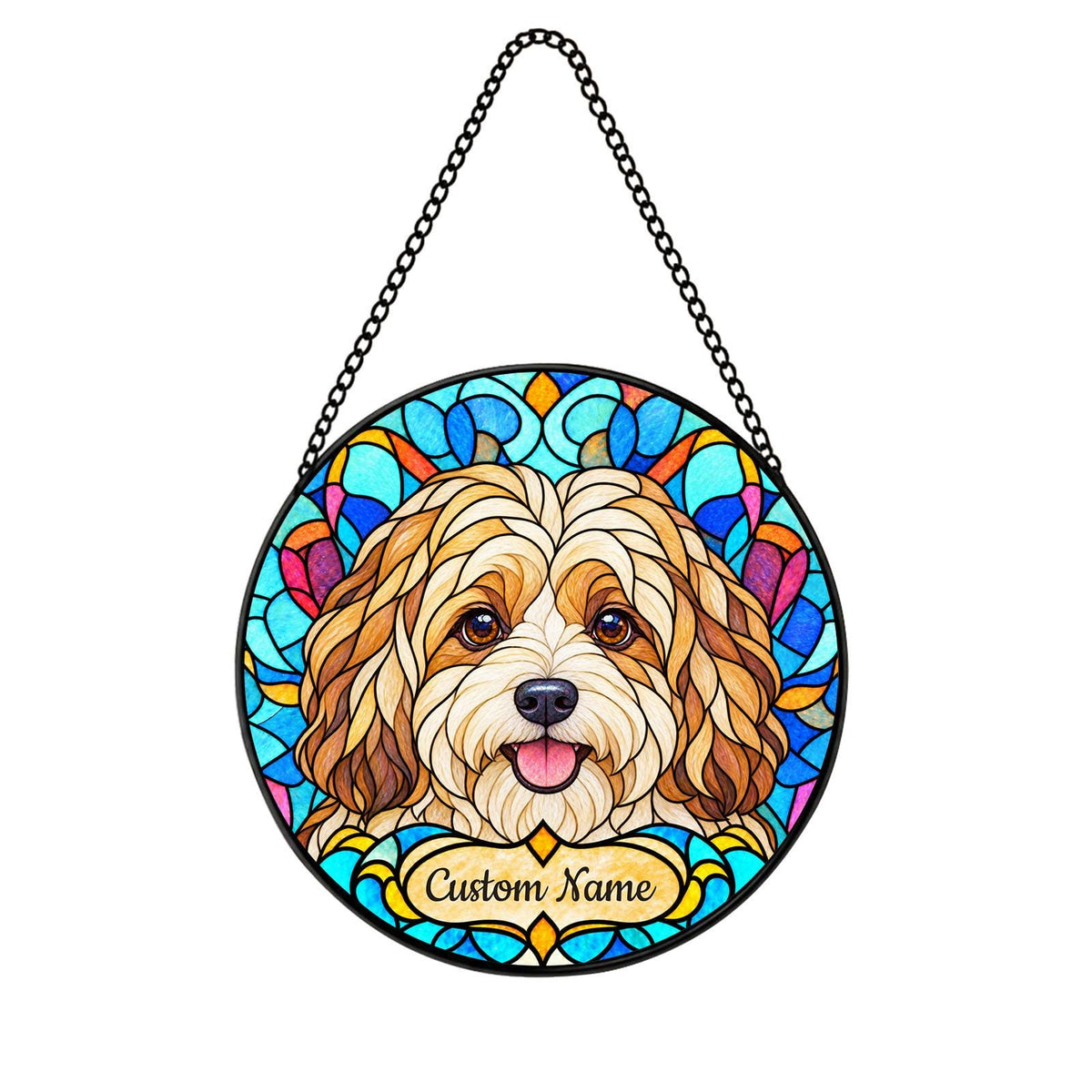 Personalized Havanese Suncatcher, Custom Name, Floral Stained Glass Window Hanging
