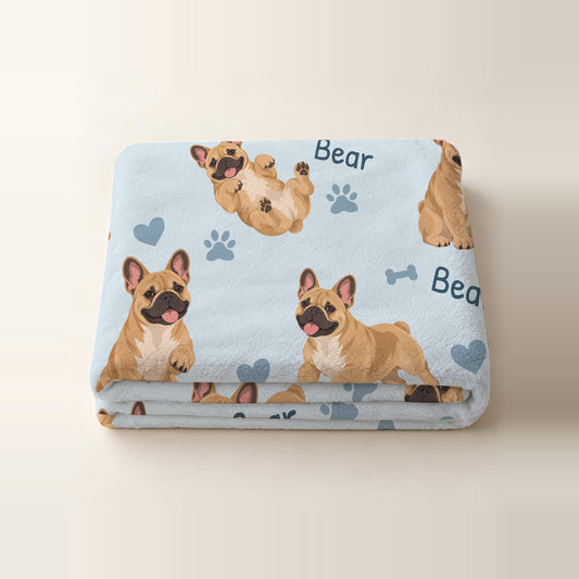 Personalized French Bulldog Blanket, Pet Blanket with Name