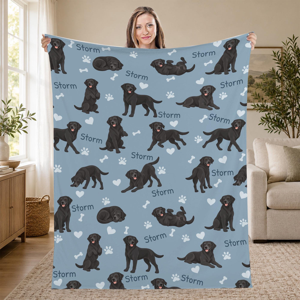 Personalized Labrador Retriever Blanket, Pet Blanket with Name