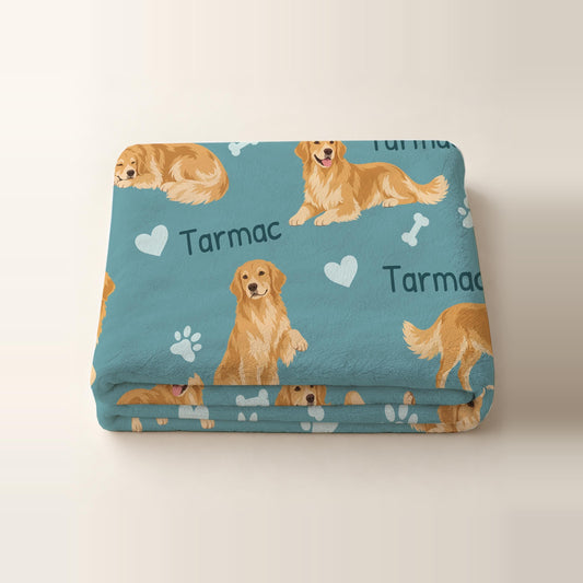 Personalized Golden Retriever Blanket, Pet Blanket with Name