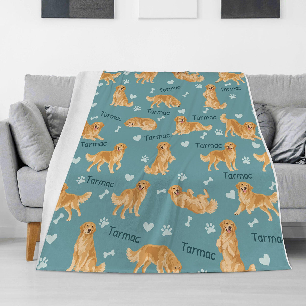 Personalized Golden Retriever Blanket, Pet Blanket with Name