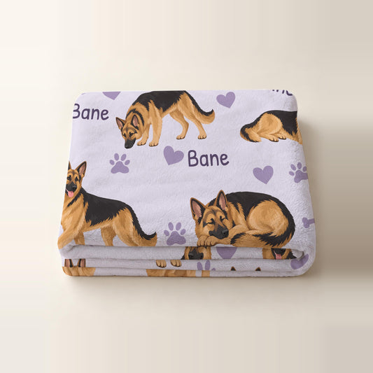 Personalized German Shepherd Dog Blanket, Pet Blanket with Name