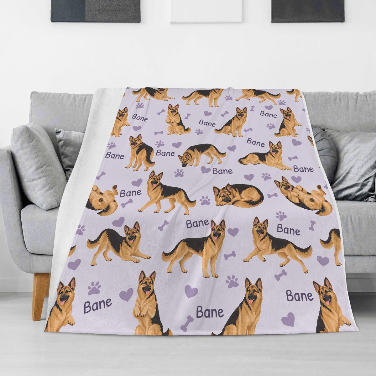 Personalized German Shepherd Dog Blanket, Pet Blanket with Name