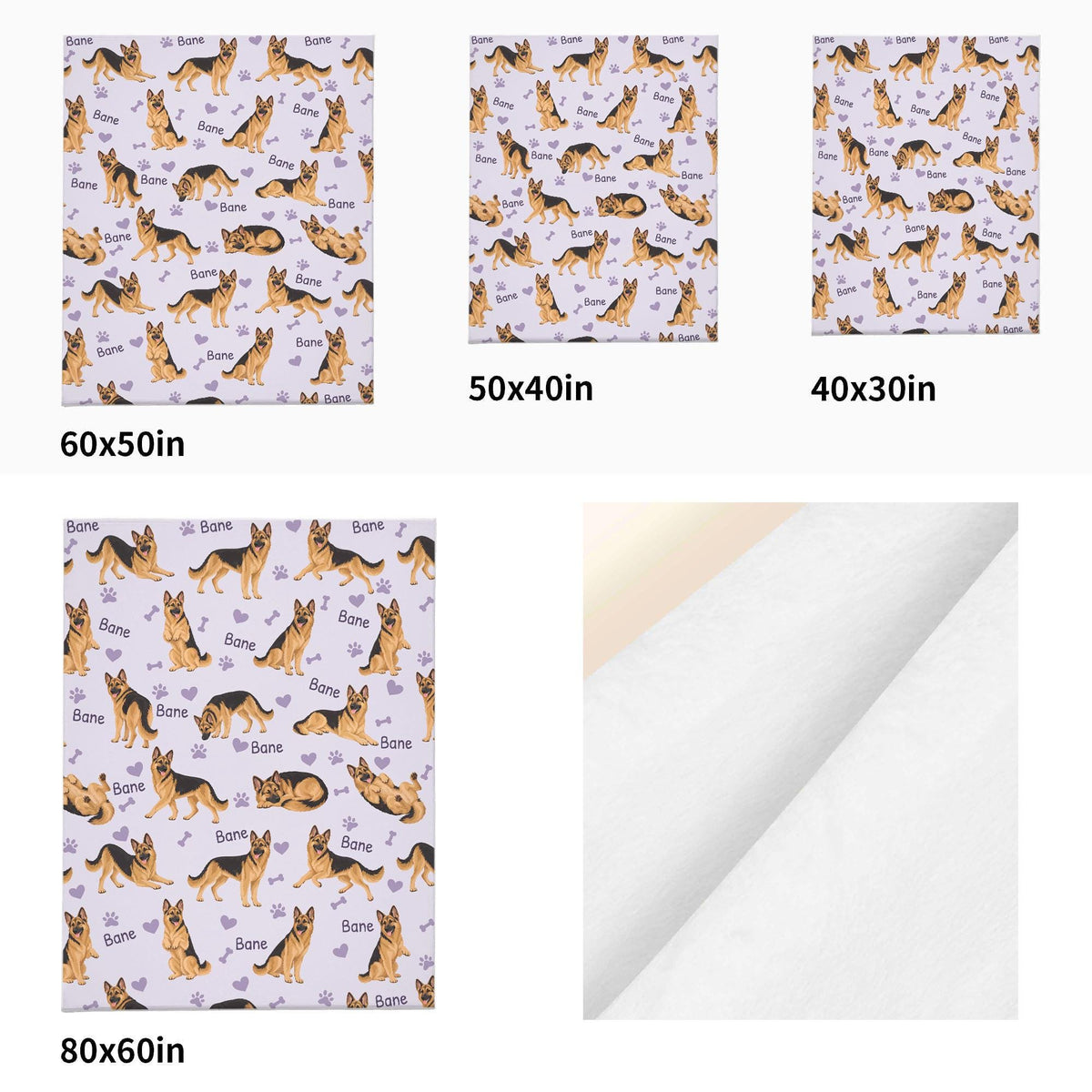 Personalized German Shepherd Dog Blanket, Pet Blanket with Name