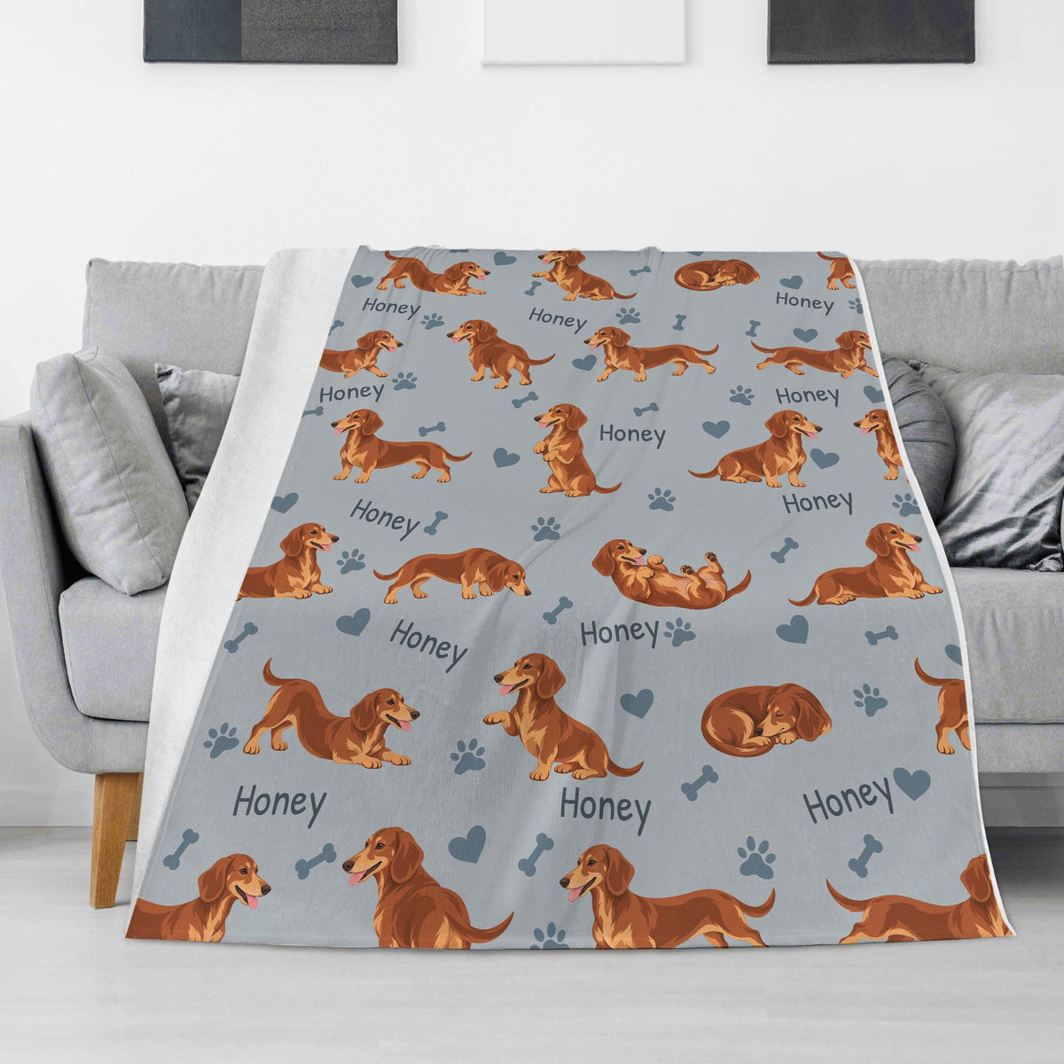 Personalized Dachshund Blanket, Pet Blanket with Name