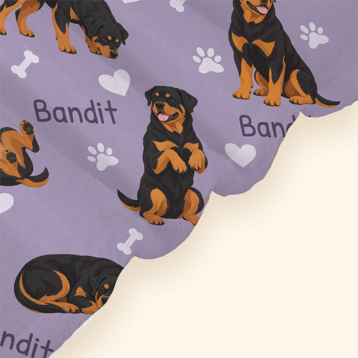 Personalized Rottweiler Blanket, Pet Blanket with Name