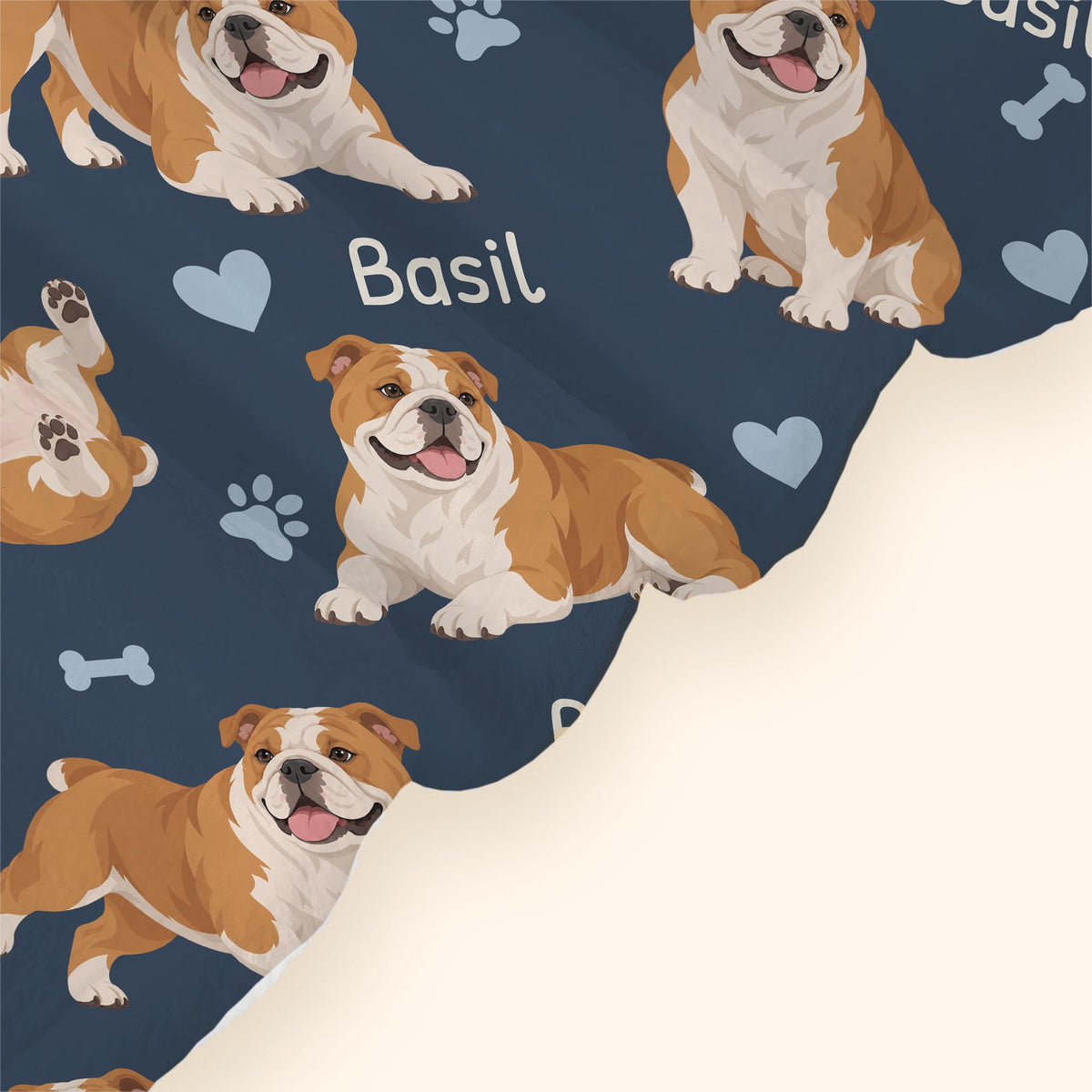 Personalized Bulldog Blanket, Pet Blanket with Name