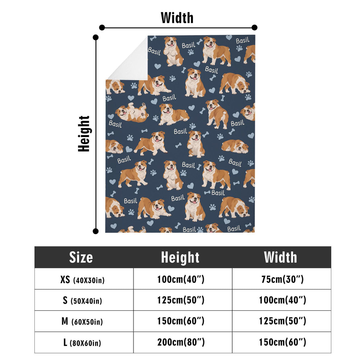 Personalized Bulldog Blanket, Pet Blanket with Name