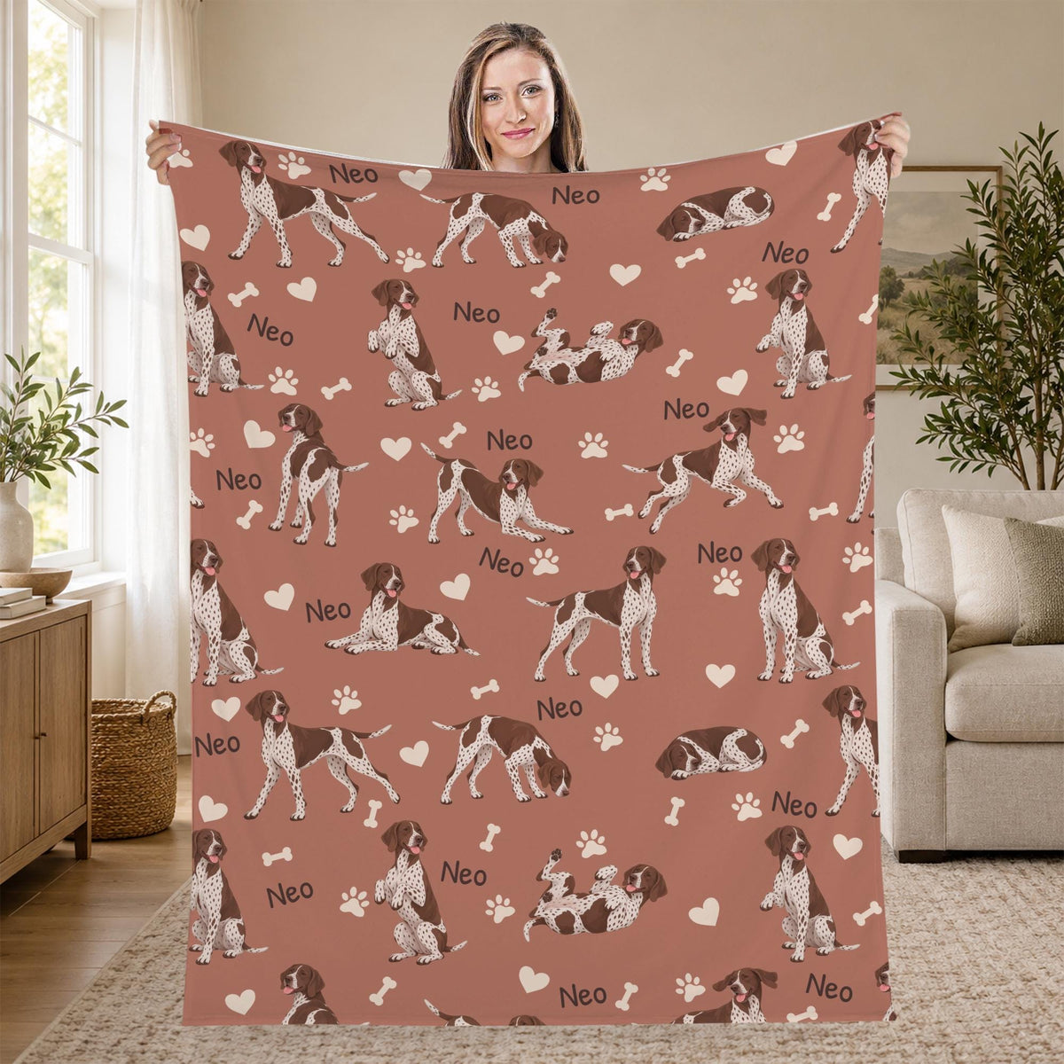 Personalized German Shorthaired Pointer Blanket, Pet Blanket with Name