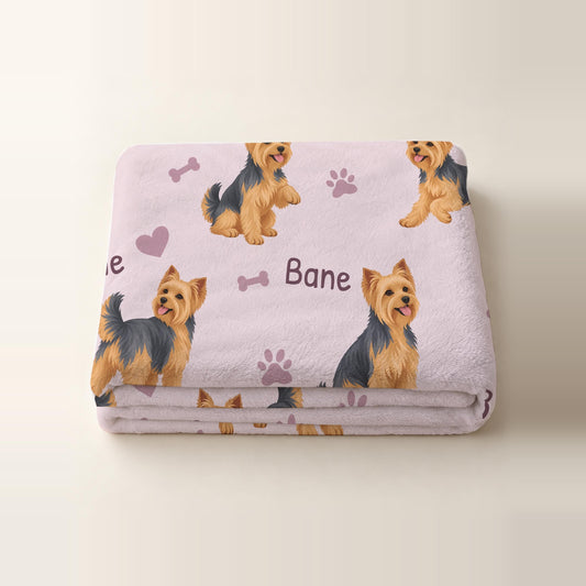Personalized Yorkshire Terrier Blanket, Pet Blanket with Name