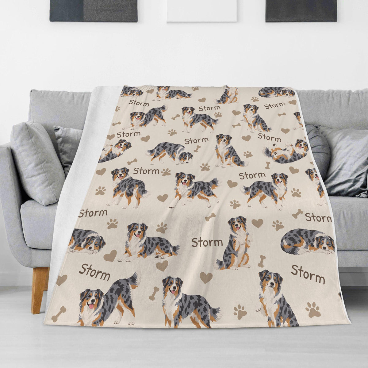 Personalized Australian Shepherd Blanket, Pet Blanket with Name