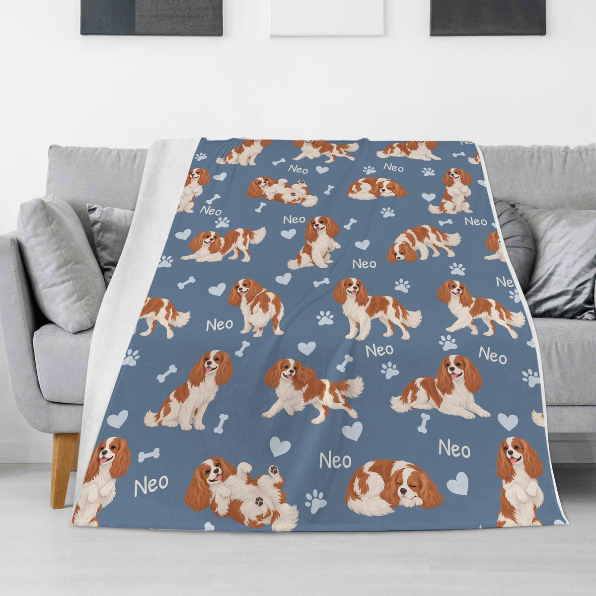 Personalized Cavalier King Charles Spaniel Blanket, Pet Blanket with Name