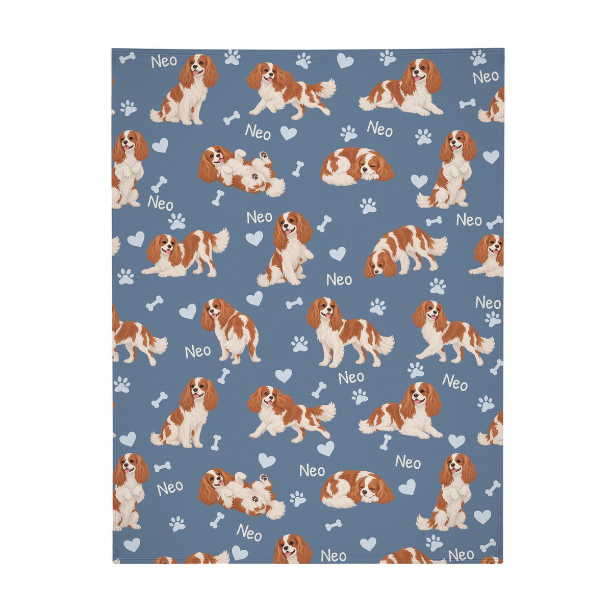 Personalized Cavalier King Charles Spaniel Blanket, Pet Blanket with Name