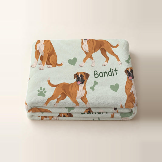Personalized Boxer Blanket, Pet Blanket with Name