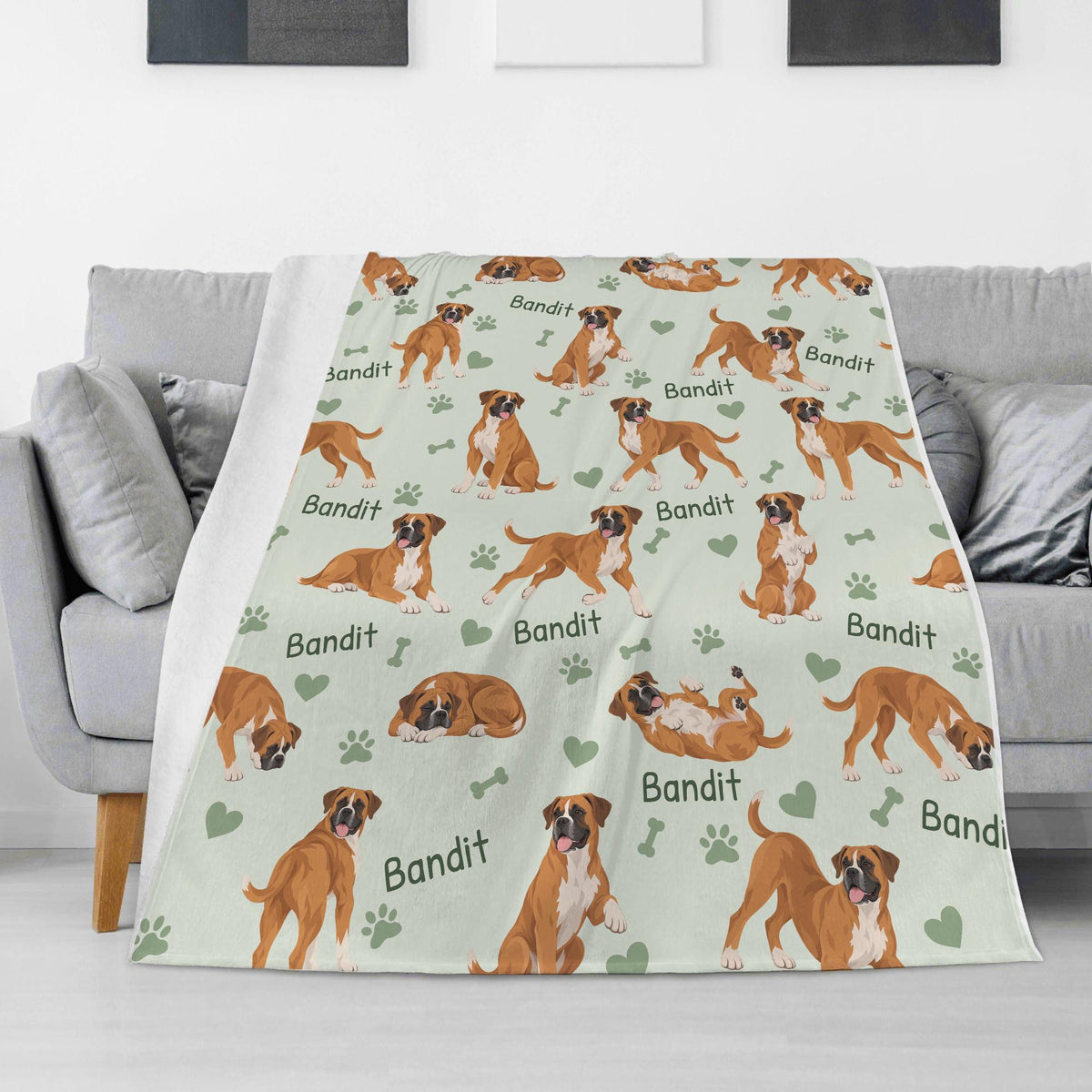 Personalized Boxer Blanket, Pet Blanket with Name