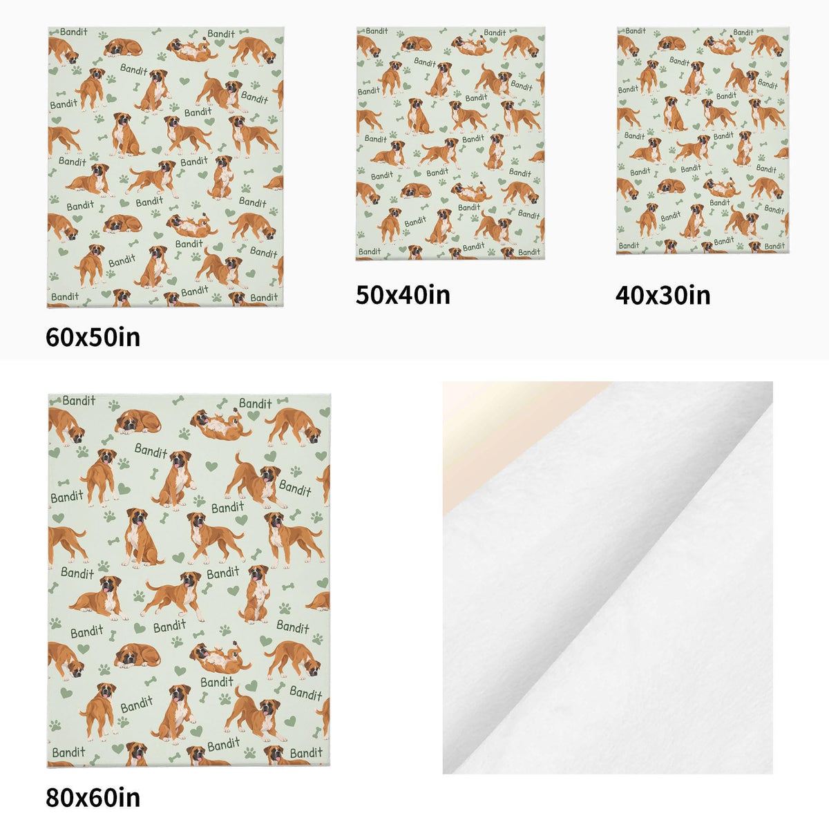 Personalized Boxer Blanket, Pet Blanket with Name