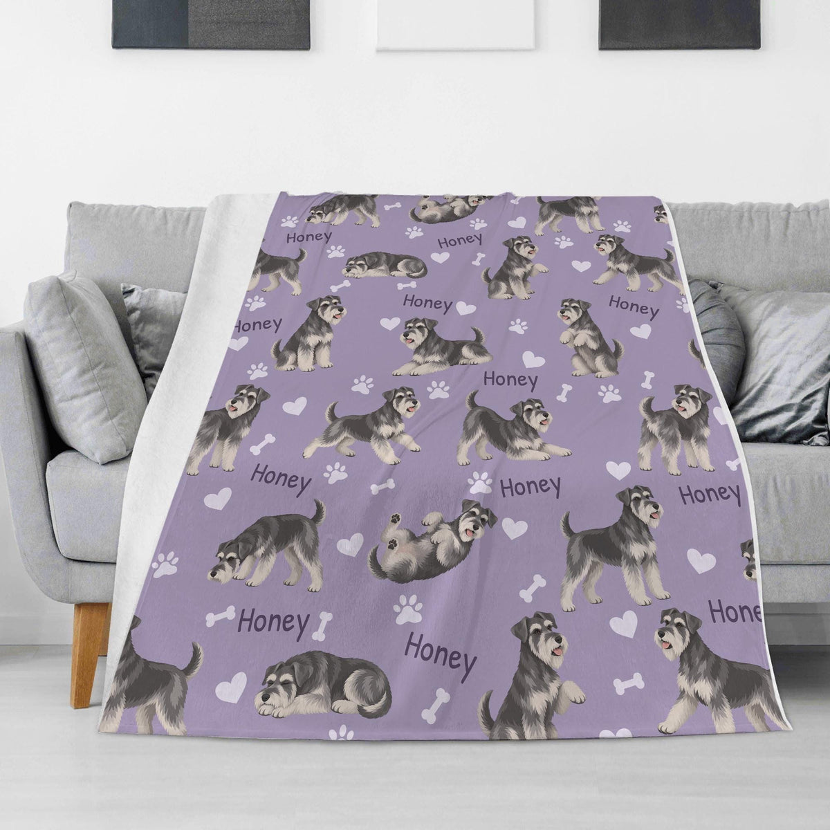 Personalized Miniature Schnauzer Blanket, Pet Blanket with Name
