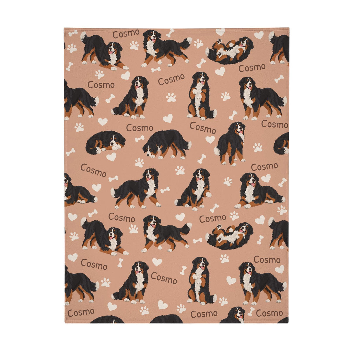 Personalized Bernese Mountain Dog Blanket, Pet Blanket with Name