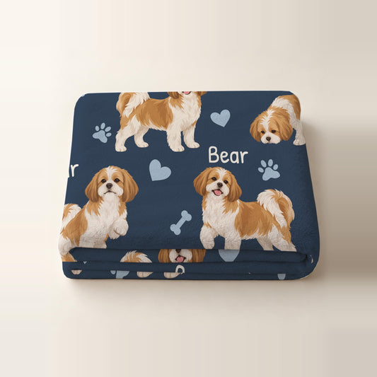 Personalized Shih Tzu Blanket, Pet Blanket with Name