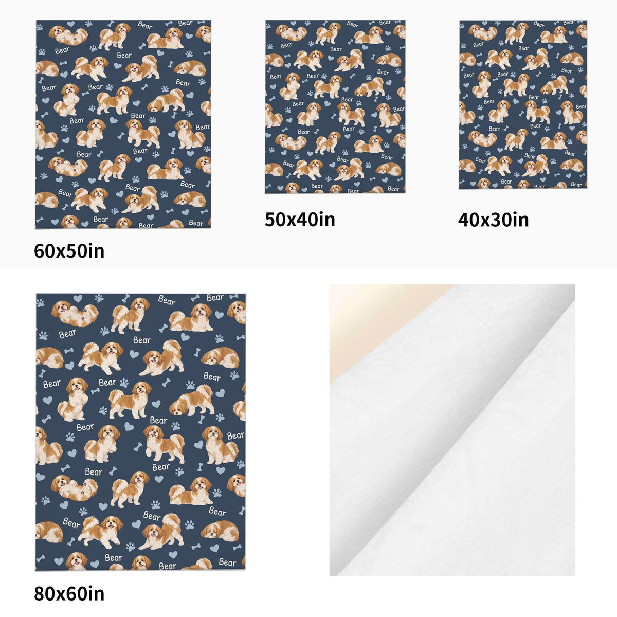 Personalized Shih Tzu Blanket, Pet Blanket with Name
