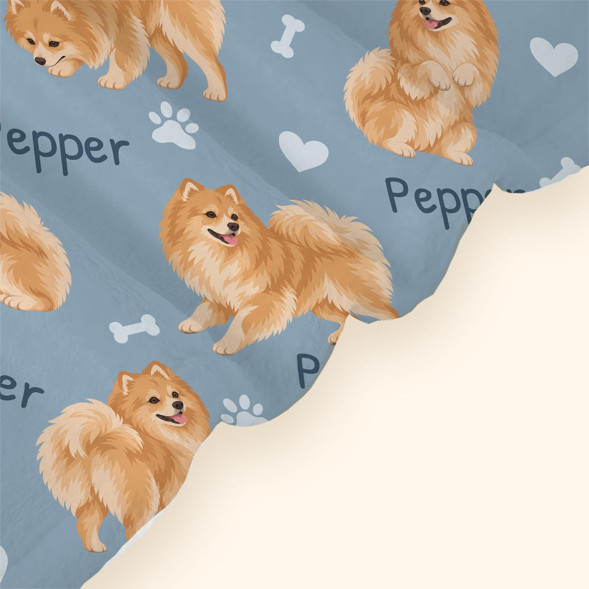 Personalized Pomeranian Blanket, Pet Blanket with Name