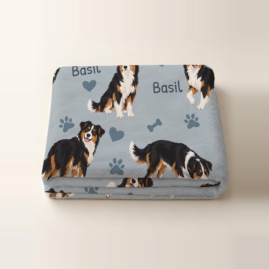 Personalized Miniature American Shepherd Blanket, Pet Blanket with Name
