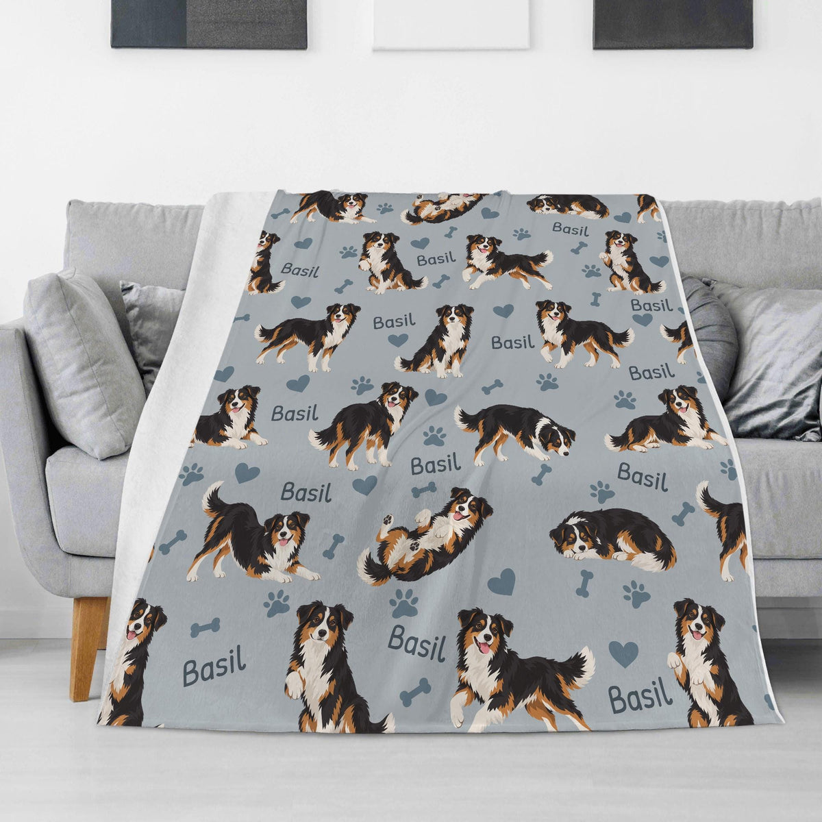 Personalized Miniature American Shepherd Blanket, Pet Blanket with Name