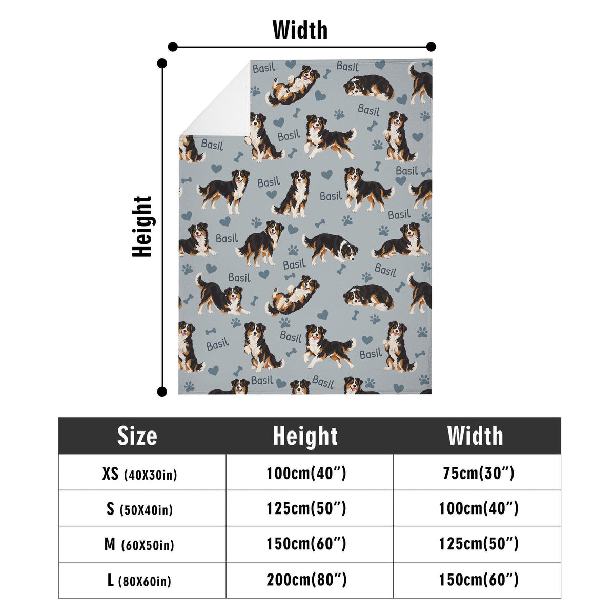Personalized Miniature American Shepherd Blanket, Pet Blanket with Name