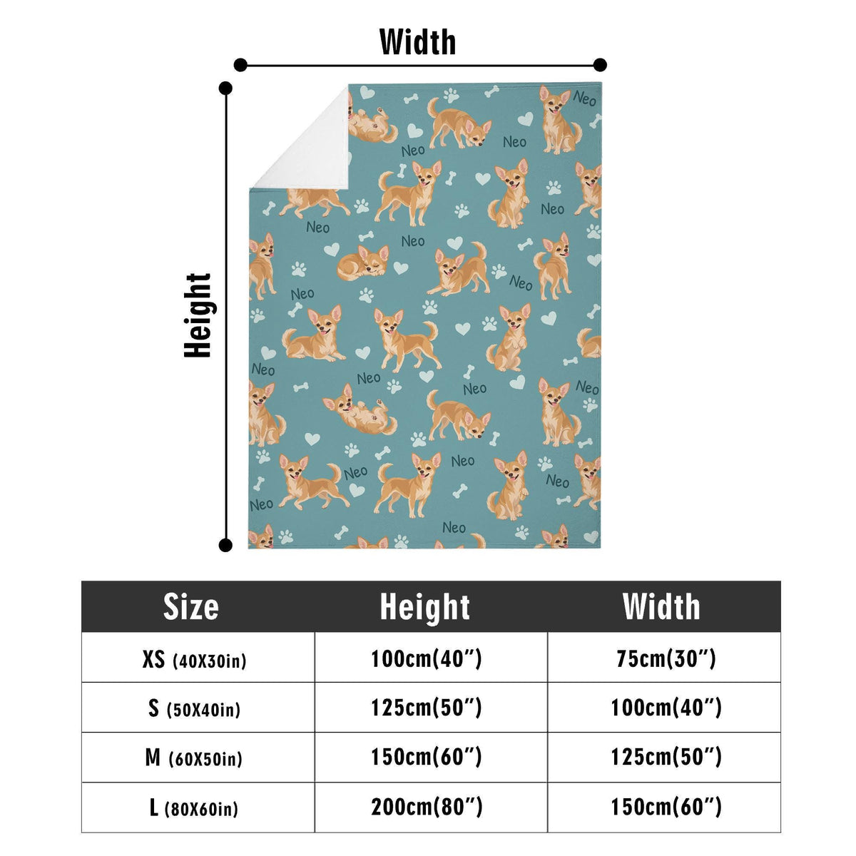 Personalized Chihuahua Blanket, Pet Blanket with Name