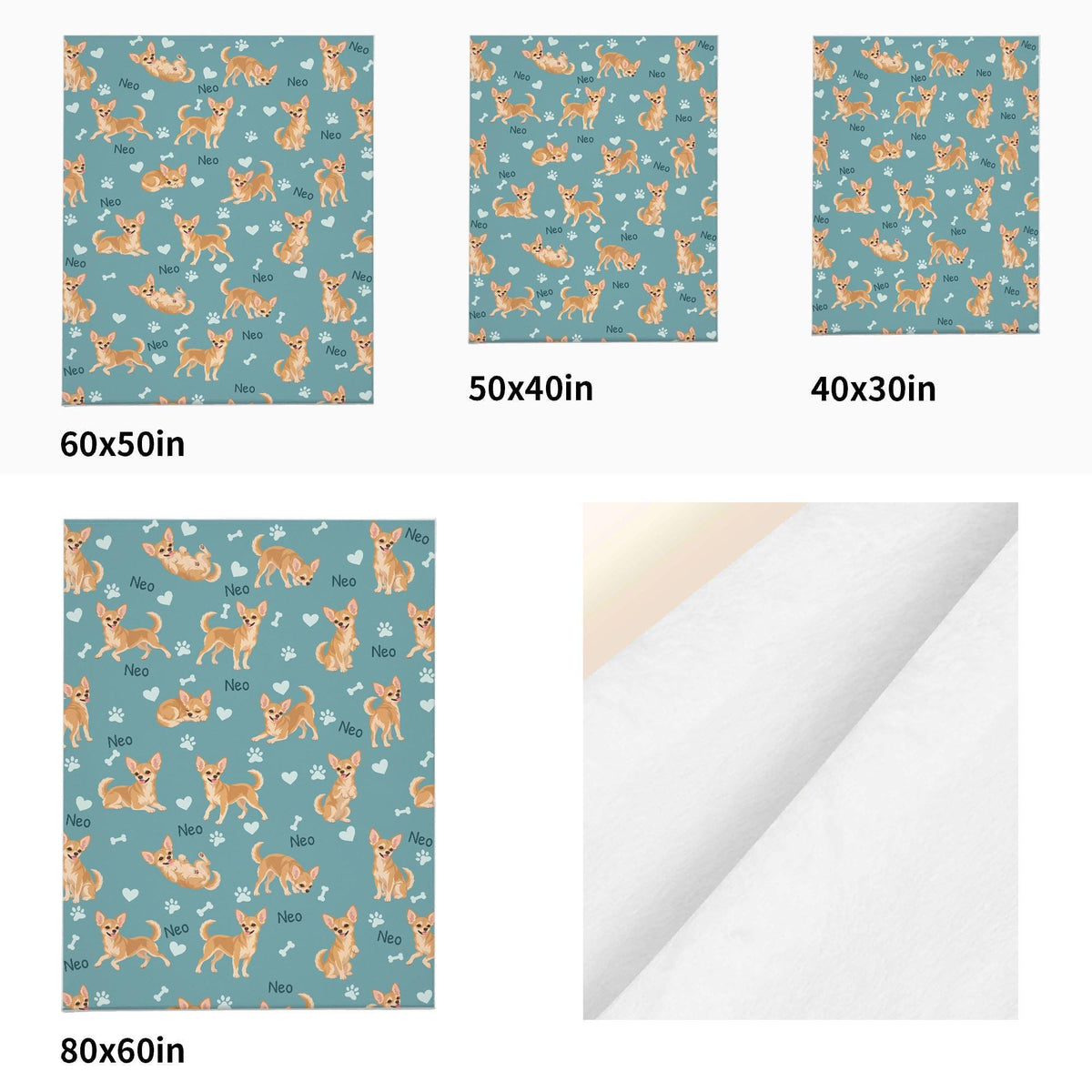 Personalized Chihuahua Blanket, Pet Blanket with Name