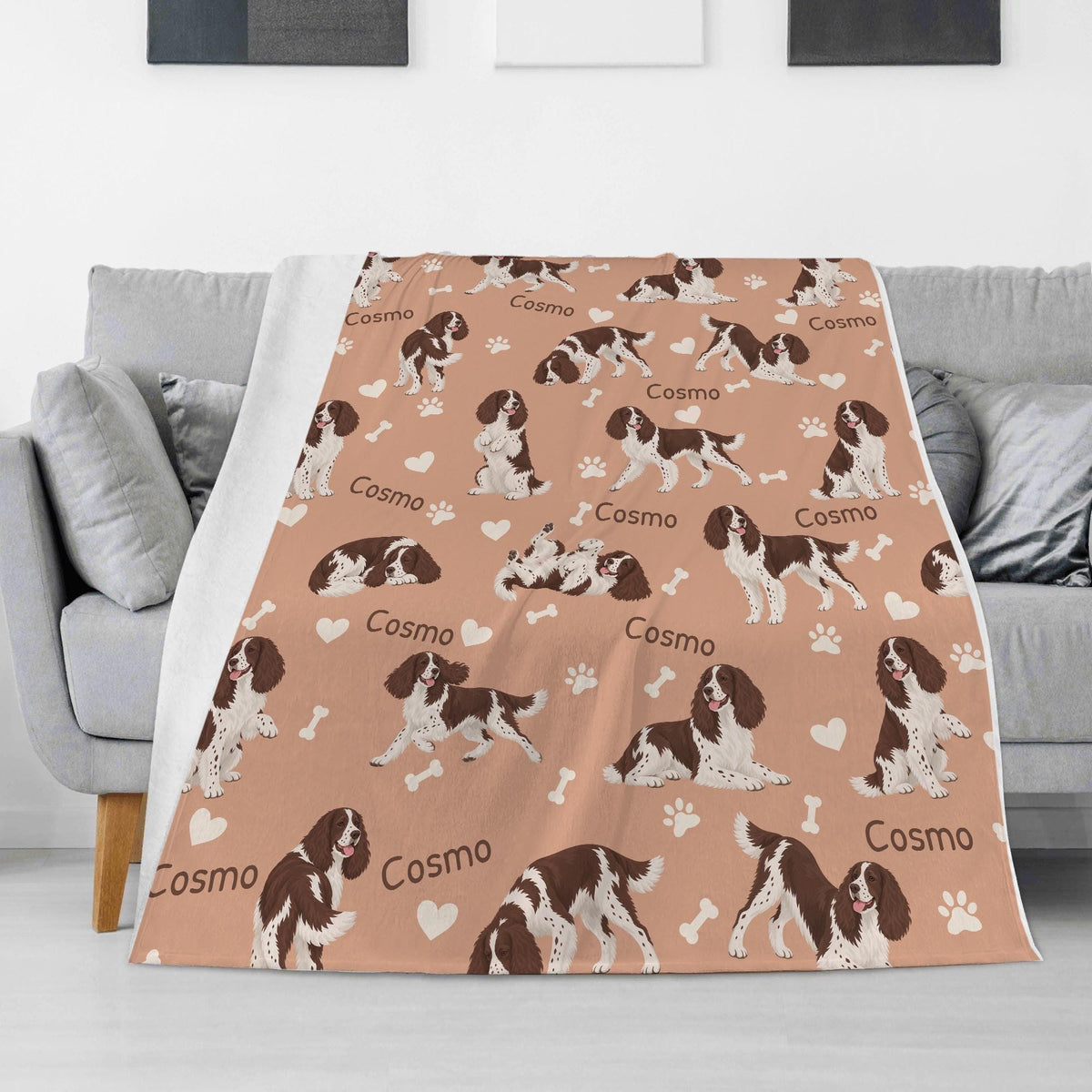 Personalized English Springer Spaniel Blanket, Pet Blanket with Name