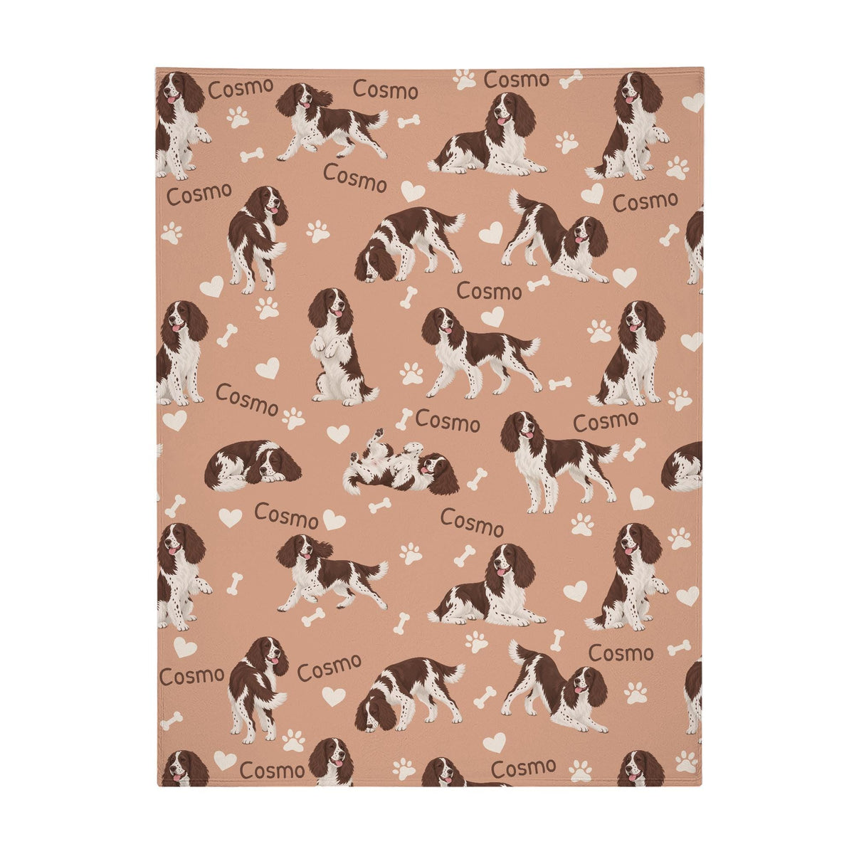 Personalized English Springer Spaniel Blanket, Pet Blanket with Name